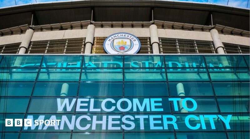 A general exterior view of Etihad Stadium, home stadium of Manchester City
