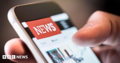 Declining trust in news. . A graph showing the % of people who say they trust the news, declining from almost 48% in 2025 to 37% in 2026 .