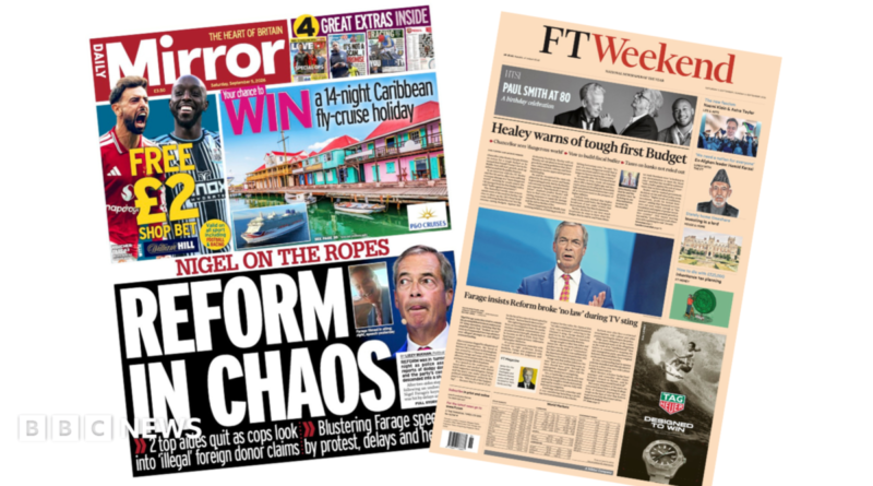The headline on the front page of the Daily Mirror reads: “Reform in chaos”.