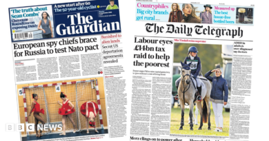 "European spy chiefs brace for Russia to test Nato pact" reads the headline on the front page of the Guardian