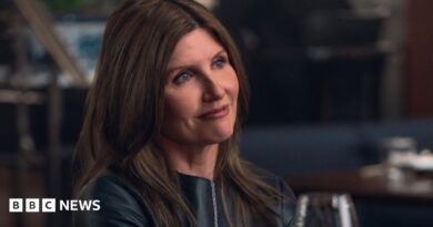 Sharon Horgan in Youth, she is wearing a black top and has her brown hair down
