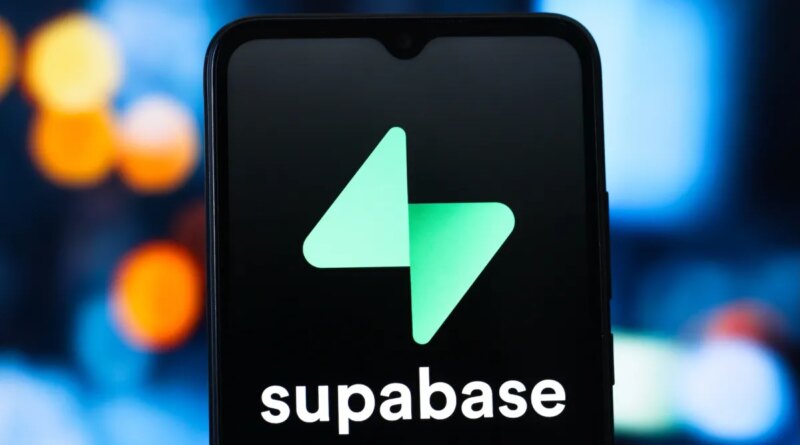 Supabase logo is seen displayed on a smartphone screen.