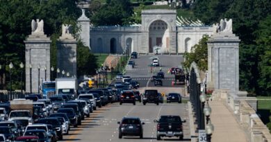 Trump says 250ft arch will be ‘military complex’ with drones and snipers