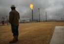 Flared natural gas is burned off at Apache Corporations operations at the Deadwood natural gas plant in the Permian Basin.