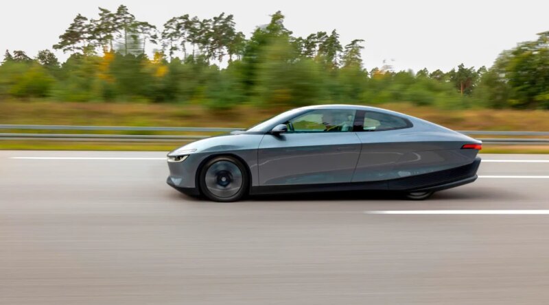 A side view of a prototype car.