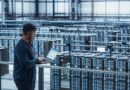 Tech working in a data center.
