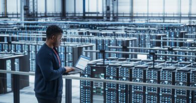 Tech working in a data center.