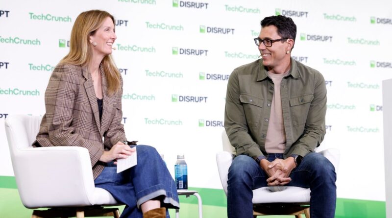 (L-R) Kirsten Korosec and RJ Scaringe, Founder & CEO, Rivian, speak onstage during TechCrunch Disrupt 2026 at Moscone Center on October 13, 2026 in San Francisco, California.