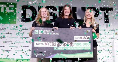 SAN FRANCISCO, CALIFORNIA - OCTOBER 15: (L-R) Madeline Eiken, CTO/COO & co-founder, Intero Biosystems, and Charlie Childs, CEO & co-founder, Intero Biosystems, accept the Startup Battlefield 2026 award from Isabelle Johannessen, Head of the Startup Battlefield Program, TechCrunch, during TechCrunch Disrupt 2026 at Moscone Center on October 15, 2026 in San Francisco, California. (Photo by Kimberly White/Getty Images for TechCrunch)