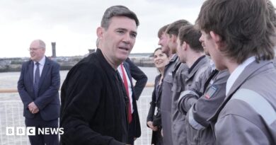 British Prime Minister Andy Burnham visits Alstom, on the day he unveils new technical educational routes aimed at tackling youth unemployment, on July 28, 2026 in Derby, England.