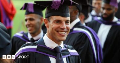 Cesar Azpilicueta dressed in a gown and mortar board