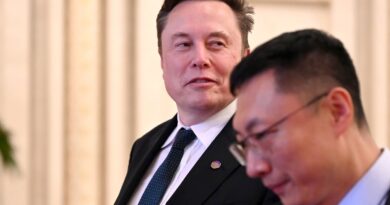 Tech billionaire and Tesla founder Elon Musk walks through the Great Hall of the People.