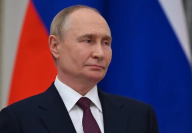 Russian President Vladimir Putin looks on as he makes a speech during a joint press statement with Hungarian Prime Minister Viktor Orban on July 05, 2024.