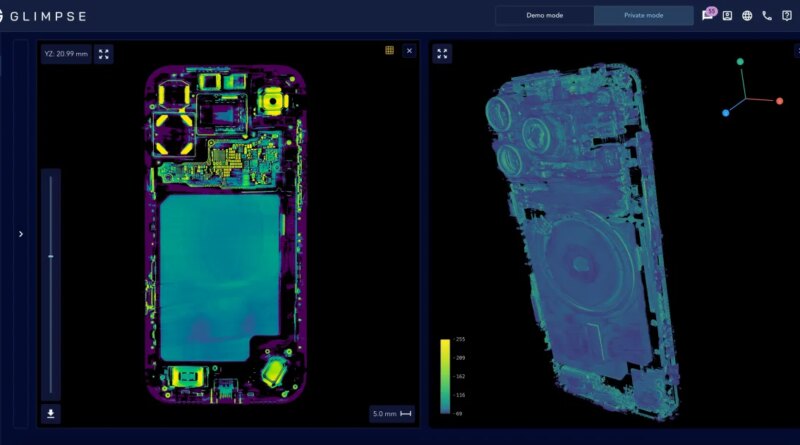 A CT scan shows the inside of an iPhone