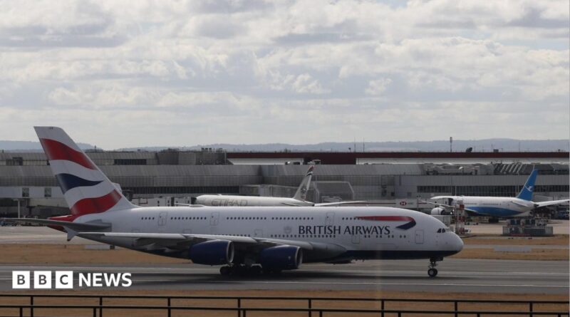 A British Airways plane on a runway at a terminal in Heathrow Airport, Britain, 09 September 2026.