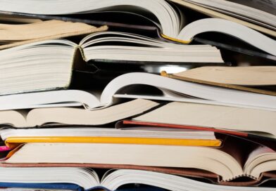 Stack of open books