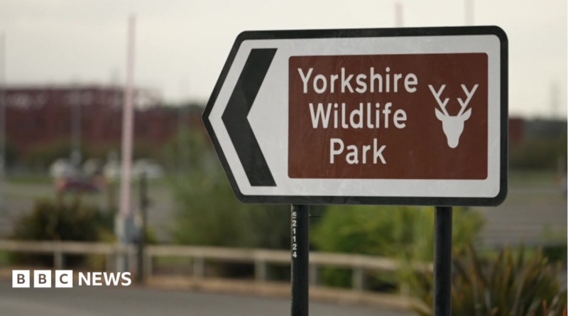 A brown sign outside Yorkshire Wildlife Park.