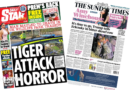 The headline on the front page of the Daily Star reads: “Tiger attack horror”. 