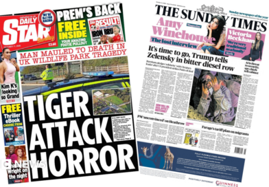 The headline on the front page of the Daily Star reads: “Tiger attack horror”. 
