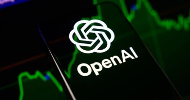 The OpenAI logo is displayed on a smartphone screen