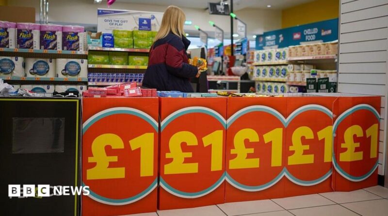 A woman in a Poundland store