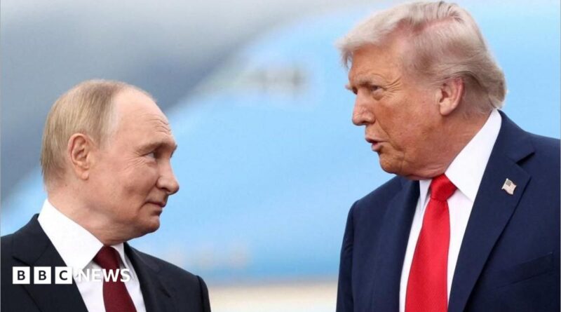 Trump and Putin speaking during a visit to Alaska