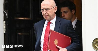 Chancellor John Healey walks out of a cabinet meeting at Number 10 Downing Street