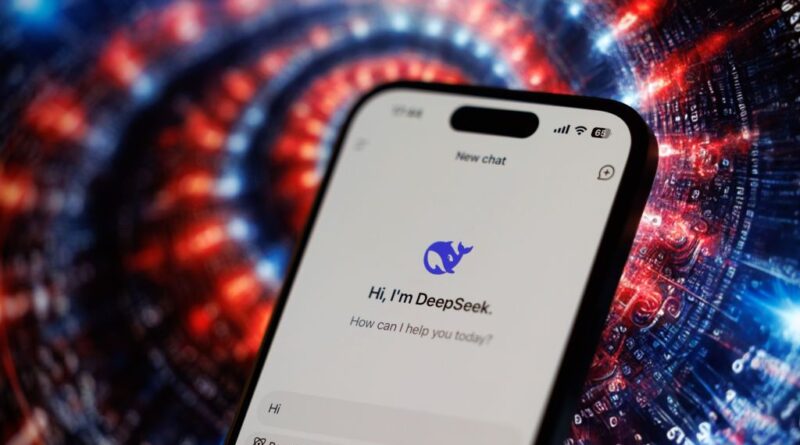 A welcome message on the DeepSeek artificial intelligence mobile app.