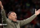 Craig Bellamy throws his hands in the air during Wales' defeat to Denmark  